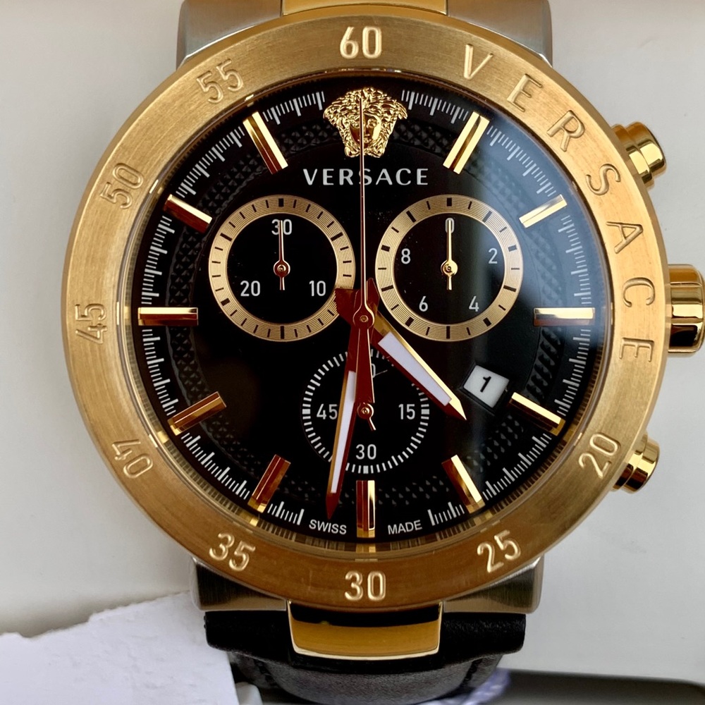 New Versace Black & Gold Men’s Chrono Watch